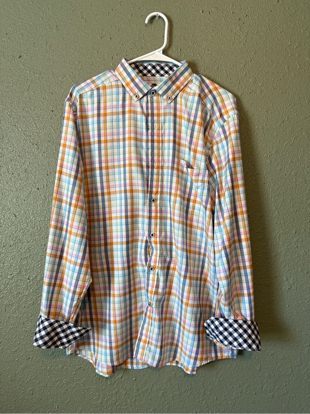 Johnston & Murphy Men's Multicolor Plaid Button-Down Shirt
